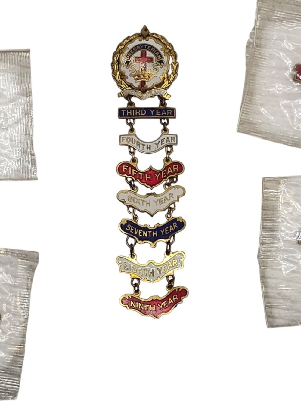 Vintage Little System Cross and Crown Sunday School Award Pins Set LOT